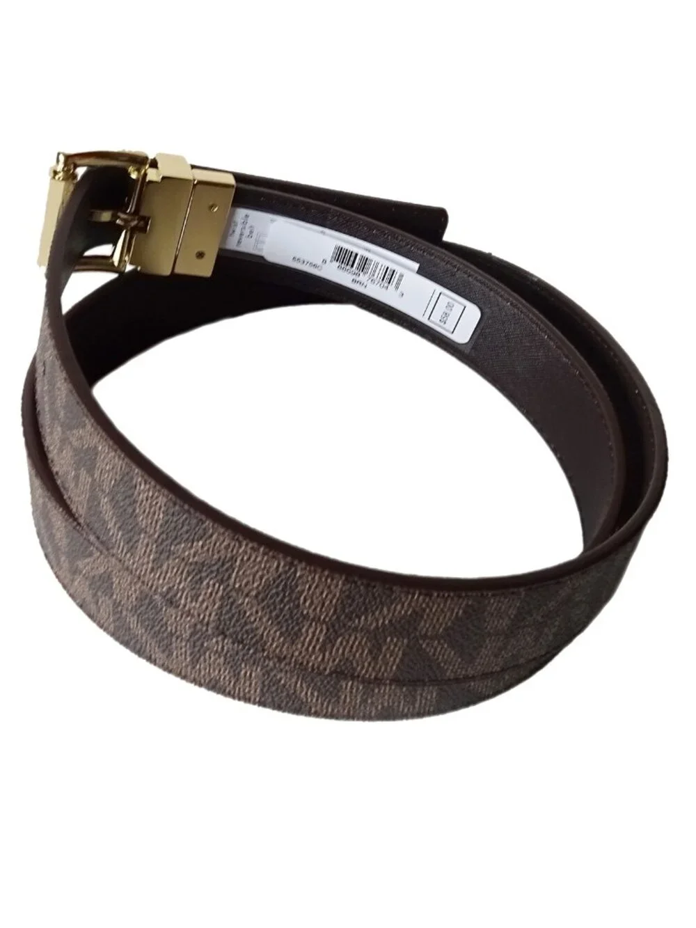 Michael Kors Women’s Belt Reversible Logo Embossed Faux Brown Leather Size XL